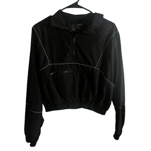 Black Reflective windbreaker half zip Jacket
